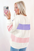 Cozy Striped Color Block Drop Shoulder Pullover Sweatshirt