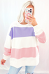 Cozy Striped Color Block Drop Shoulder Pullover Sweatshirt