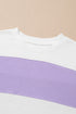 Cozy Striped Color Block Drop Shoulder Pullover Sweatshirt