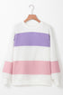 Cozy Striped Color Block Drop Shoulder Pullover Sweatshirt