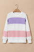 Cozy Striped Color Block Drop Shoulder Pullover Sweatshirt
