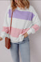 Cozy Striped Color Block Drop Shoulder Pullover Sweatshirt