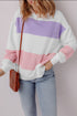 Cozy Striped Color Block Drop Shoulder Pullover Sweatshirt