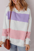 Cozy Striped Color Block Drop Shoulder Pullover Sweatshirt