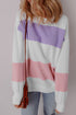 Cozy Striped Color Block Drop Shoulder Pullover Sweatshirt
