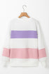 Cozy Striped Color Block Drop Shoulder Pullover Sweatshirt