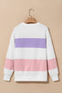 Cozy Striped Color Block Drop Shoulder Pullover Sweatshirt