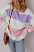 Cozy Striped Color Block Drop Shoulder Pullover Sweatshirt