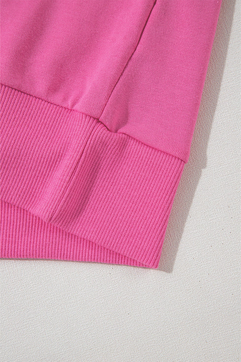 Cozy Textured Patchwork Color Block Round Neck Sweatshirt