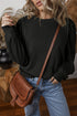 Cozy Textured Patchwork Color Block Round Neck Sweatshirt