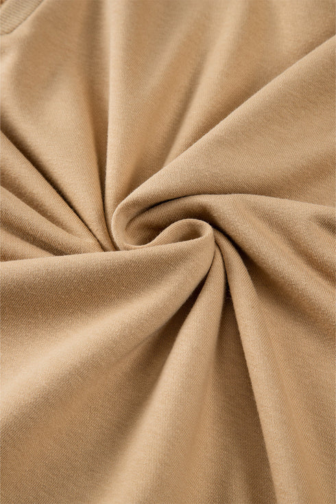 Cozy Textured Patchwork Color Block Round Neck Sweatshirt