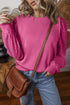 Cozy Textured Patchwork Color Block Round Neck Sweatshirt