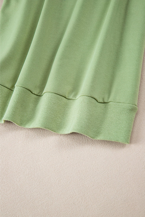 Cozy Textured Patchwork Color Block Round Neck Sweatshirt