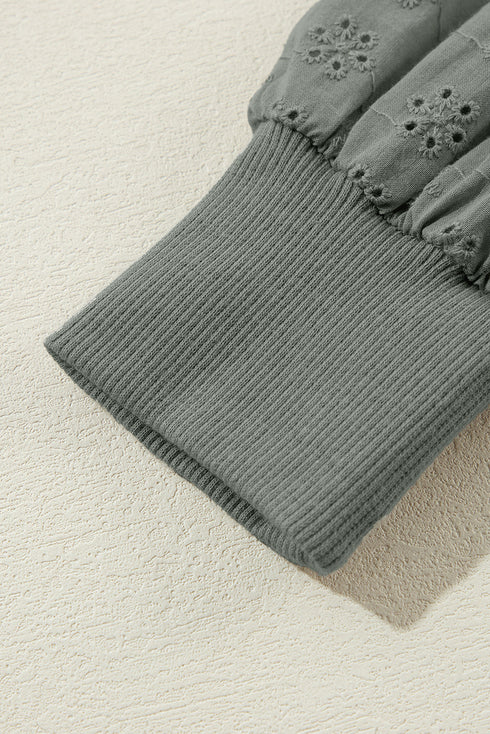 Cozy Textured Patchwork Color Block Round Neck Sweatshirt