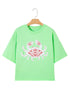 Crab Embroidered Patch Loose Fit Round Neck Tee