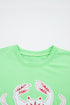 Crab Embroidered Patch Loose Fit Round Neck Tee