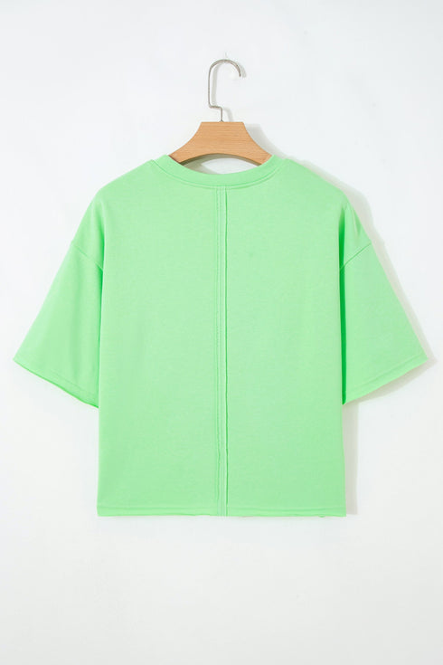 Crab Embroidered Patch Loose Fit Round Neck Tee