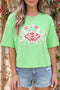 Crab Embroidered Patch Loose Fit Round Neck Tee