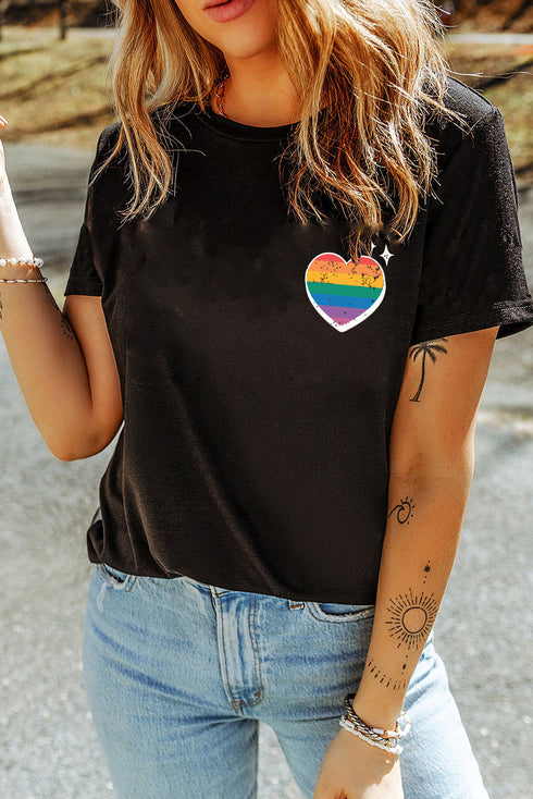 Cracking Heart Graphic Print Short Sleeve Cotton Blend Tee