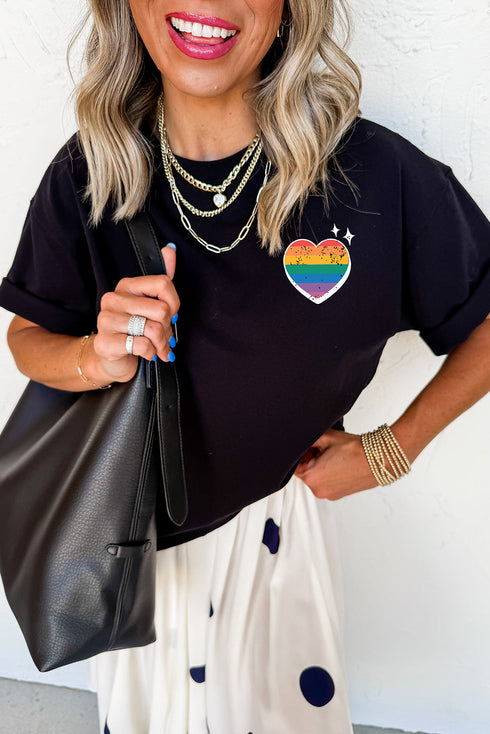 Cracking Heart Graphic Print Short Sleeve Cotton Blend Tee