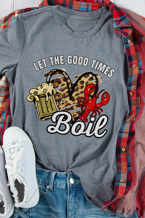 Crawfish Boil Graphic Print Short Sleeve T Shirt
