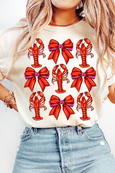 Crawfish Bow Print Short Sleeve Graphic Tee