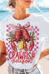Crawfish Graphic Checkerboard Bow Crewneck Tee