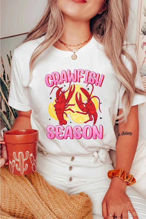Crawfish Graphic Print Short Sleeve Crew Neck Tee