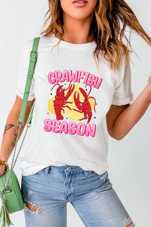 Crawfish Graphic Print Short Sleeve Crew Neck Tee