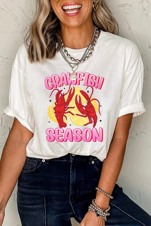 Crawfish Graphic Print Short Sleeve Crew Neck Tee