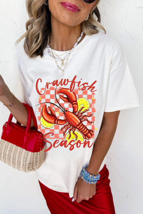 Crawfish Season Checkered Lemon Print Southern Festival Tee