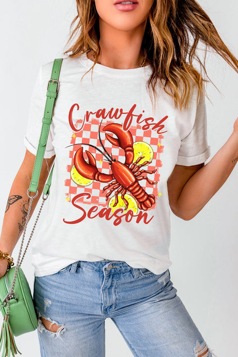 Crawfish Season Checkered Lemon Print Southern Festival Tee