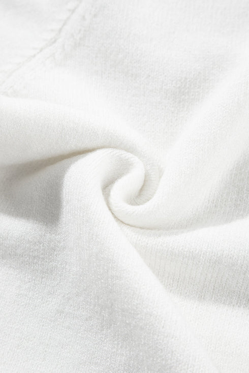 Cream Cute Flower Applique Short Sleeve Sweater