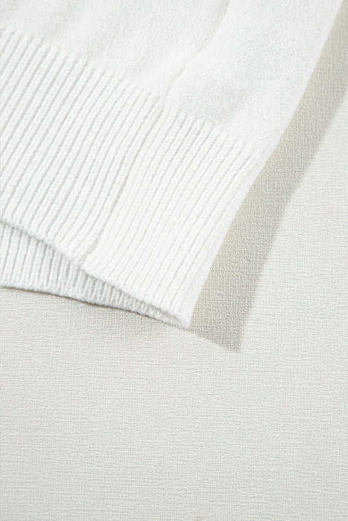 Cream Cute Flower Applique Short Sleeve Sweater