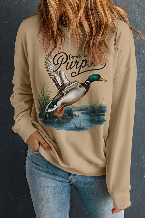 Created Purpose Western Mallard Graphic Pullover Sweatshirt