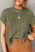 Crew Neck Cable Knit Short Sleeve Sweater