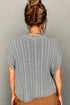Crew Neck Cable Knit Short Sleeve Sweater