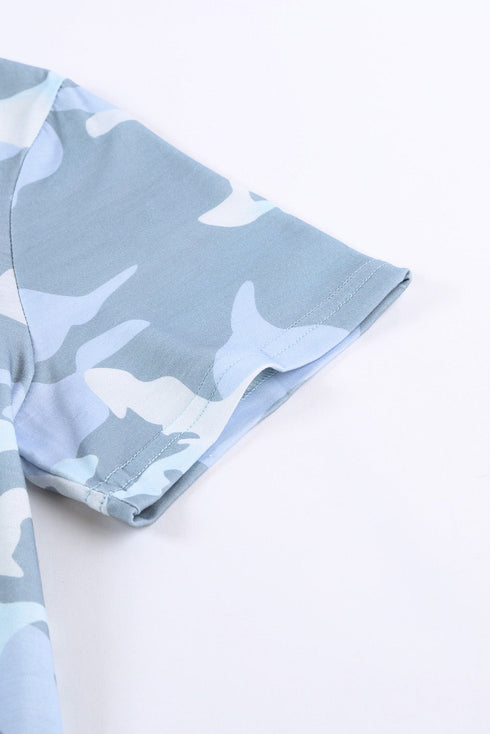 Crew Neck Camo Side Split T-Shirt