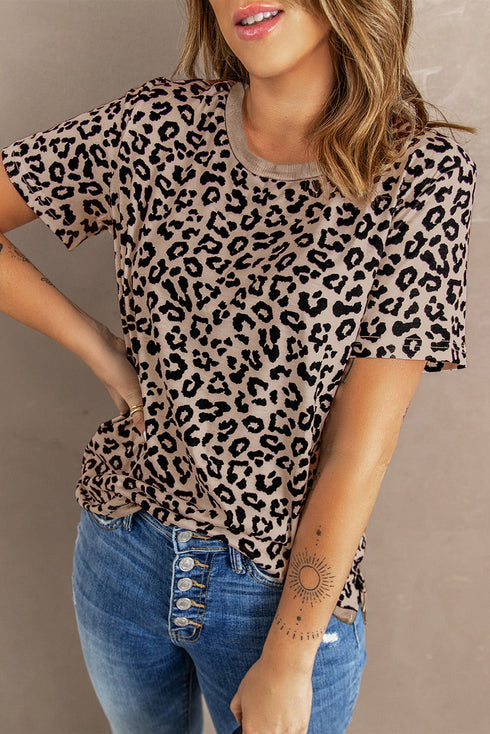 Crew Neck Camo Side Split T-Shirt