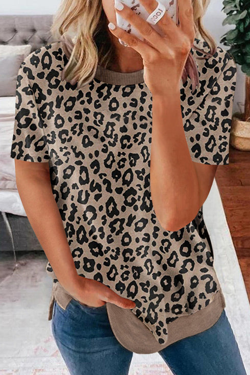 Crew Neck Camo Side Split T-Shirt