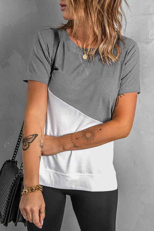 Crew Neck Colorblock Tee