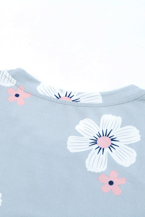 Crew Neck Floral Leopard Print Tank Top