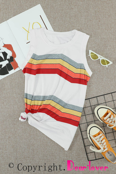 Crew Neck Floral Leopard Print Tank Top