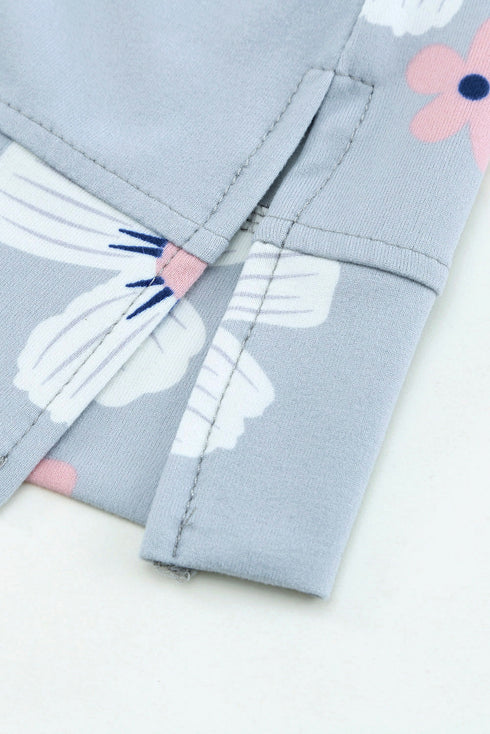 Crew Neck Floral Leopard Print Tank Top