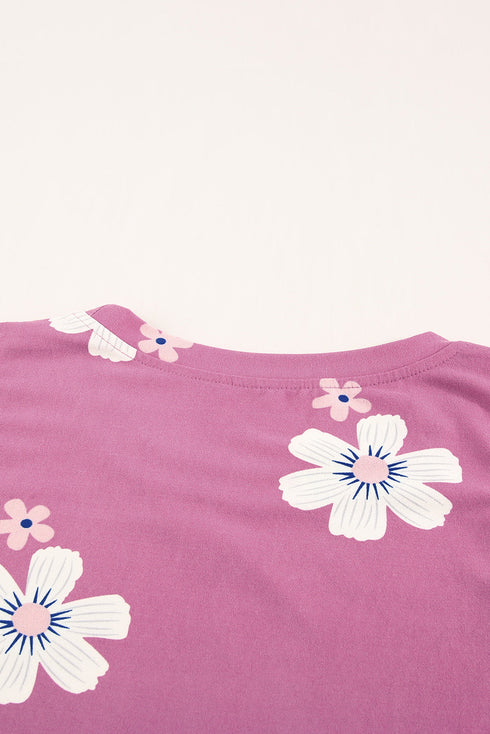 Crew Neck Floral Leopard Print Tank Top