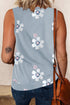 Crew Neck Floral Leopard Print Tank Top