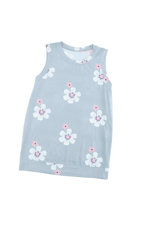 Crew Neck Floral Leopard Print Tank Top