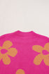 Crew Neck Large Floral Print Pullover Sweater