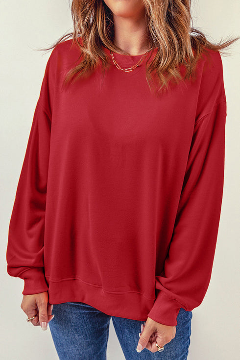 Crew Neck Relaxed Fit Drop Shoulder Sweatshirt
