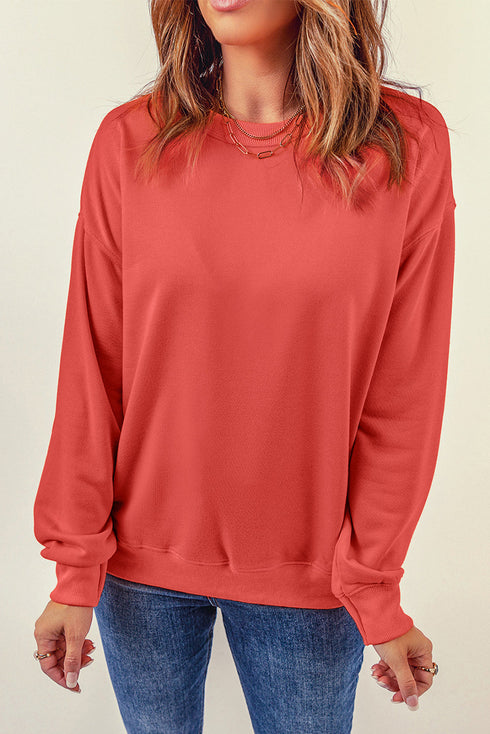 Crew Neck Relaxed Fit Drop Shoulder Sweatshirt